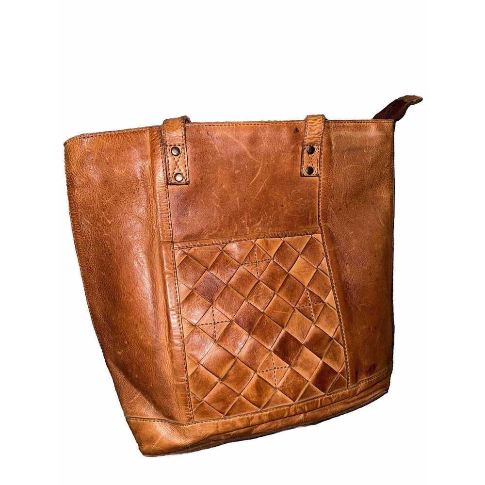 Vilenca Holland Women's Leather Tote Bag Brown Cognac